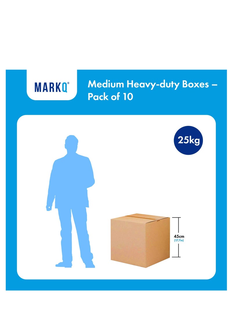MARKQ [10 Pack] Medium Double Wall 100% Recyclable Corrugated Cardboard Moving Boxes with 25 KG Capacity, 45 x 45 x 45 cm Brown Carton for Packaging, Shipping and Storage, 5 ply - Image 4