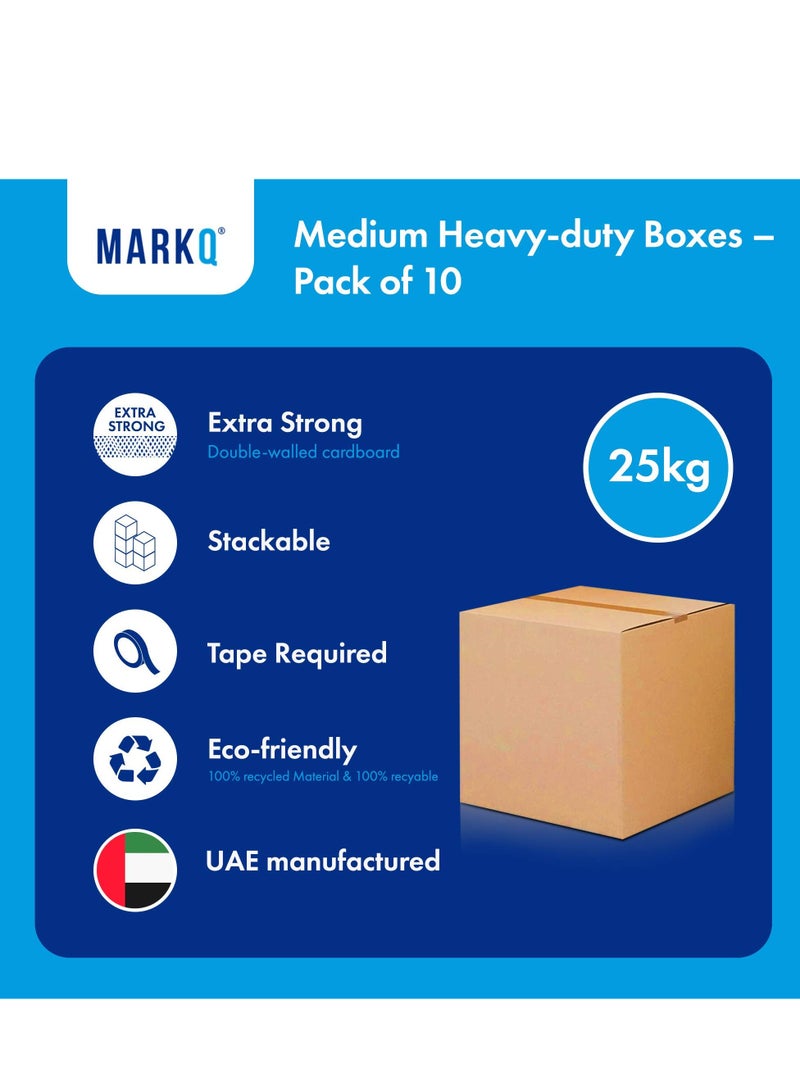 MARKQ [10 Pack] Medium Double Wall 100% Recyclable Corrugated Cardboard Moving Boxes with 25 KG Capacity, 45 x 45 x 45 cm Brown Carton for Packaging, Shipping and Storage, 5 ply - Image 3