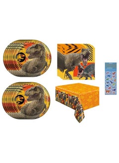 Jurassic World Dinosaur Birthday Party Supplies Decoration Bundle Pack For 16 Includes Dessert Cake Plates Napkins Table Cover