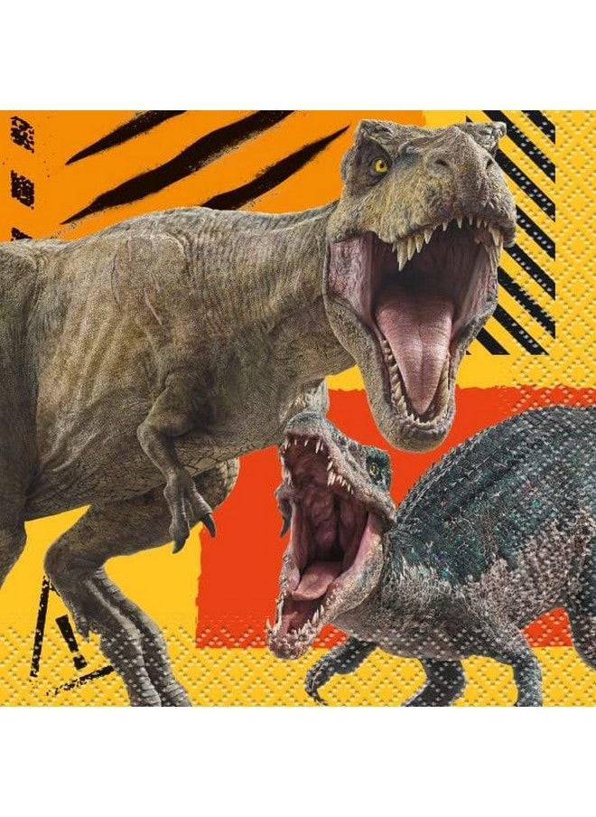 Unique - Jurassic World Dinosaur Birthday Party Supplies Decoration Bundle Pack For 16 Includes Dessert Cake Plates Napkins Table Cover - Image 1