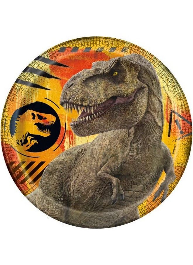 Unique - Jurassic World Dinosaur Birthday Party Supplies Decoration Bundle Pack For 16 Includes Dessert Cake Plates Napkins Table Cover - Image 1
