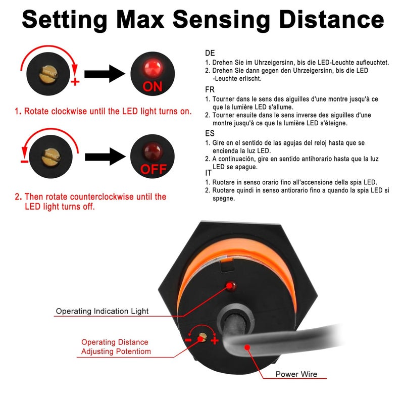 Heschen M30 Capacitive Proximity Sensor Switch, SZC-M30-20AO, Detecting Distance 1-20mm, 20-250VAC 400mA, Normally Open (NO), 2 Wire - Image 5