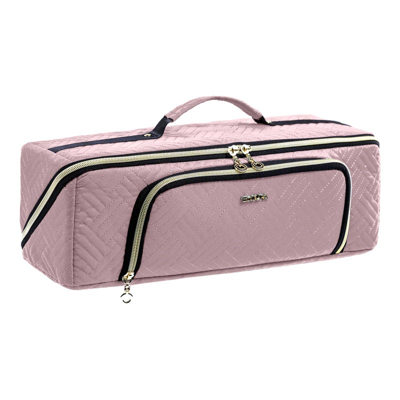 ELCUPA Large Hair Tools Travel Bag with Iron Mat - 2in1 Hair Tools Organizer for Hair Dryer Brush, Flat Irons, Straighteners, Curling Irons, Hair Bag, Makeup Bag, Cosmetic Bag for Travel Essentials - Image 1