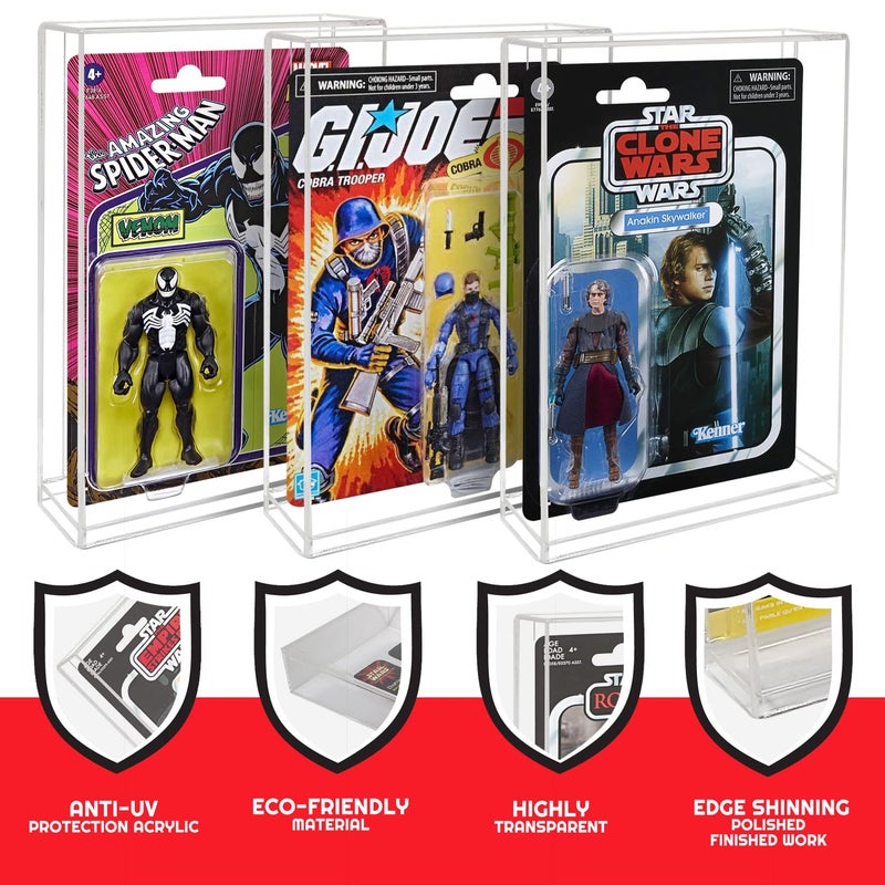 EVORETRO Action Figure Display Case Protector Compatible with Star Wars, Marvel Legends, GI-Joe 3.75 in Carded Action Figures, Anti-UV Thick Durable Clear Acrylic Box, Lasts for Years to Come - 2 Pack - Image 3