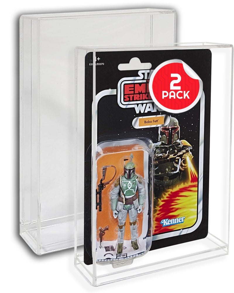 EVORETRO Action Figure Display Case Protector Compatible with Star Wars, Marvel Legends, GI-Joe 3.75 in Carded Action Figures, Anti-UV Thick Durable Clear Acrylic Box, Lasts for Years to Come - 2 Pack - Image 1