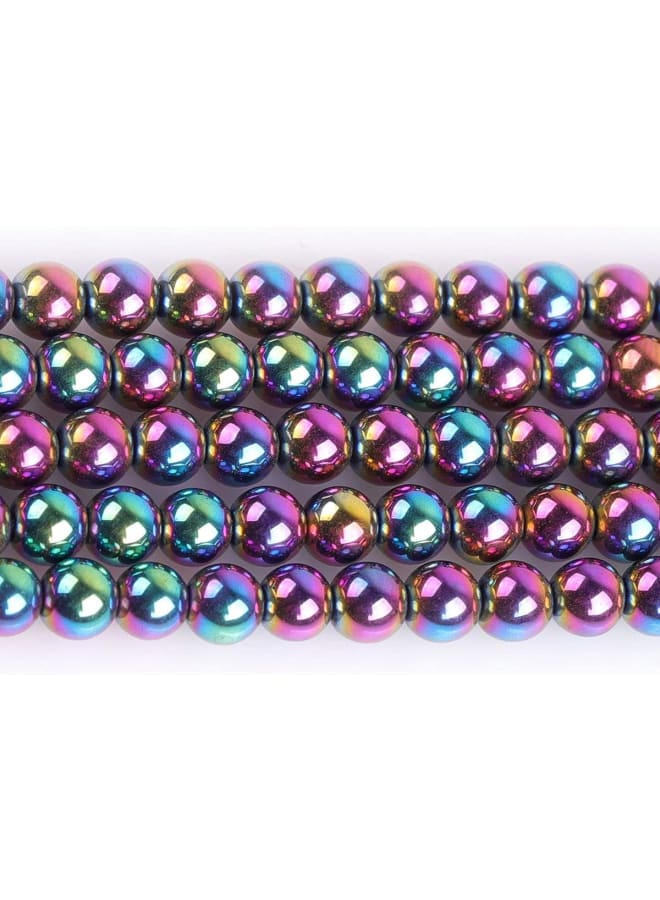 Natural 4mm Non-Magnetic Multicolor Metallic Coated Hematite Round Gemstone Semi Precious Loose Beads for Jewellery Making 15'' - Image 3