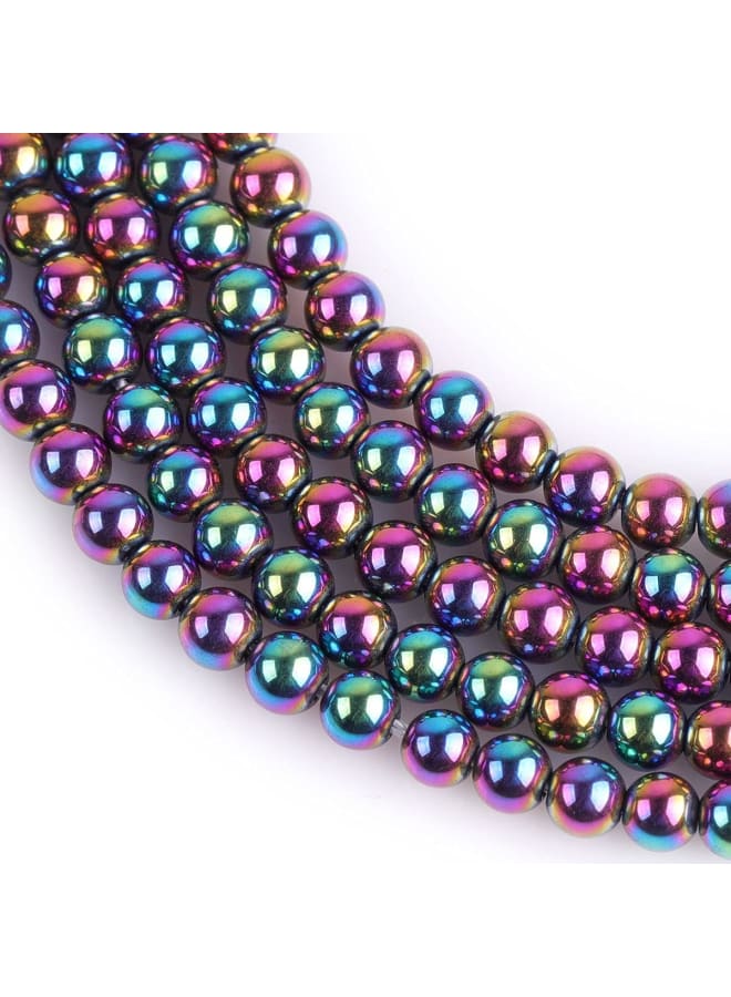 Natural 4mm Non-Magnetic Multicolor Metallic Coated Hematite Round Gemstone Semi Precious Loose Beads for Jewellery Making 15'' - Image 4