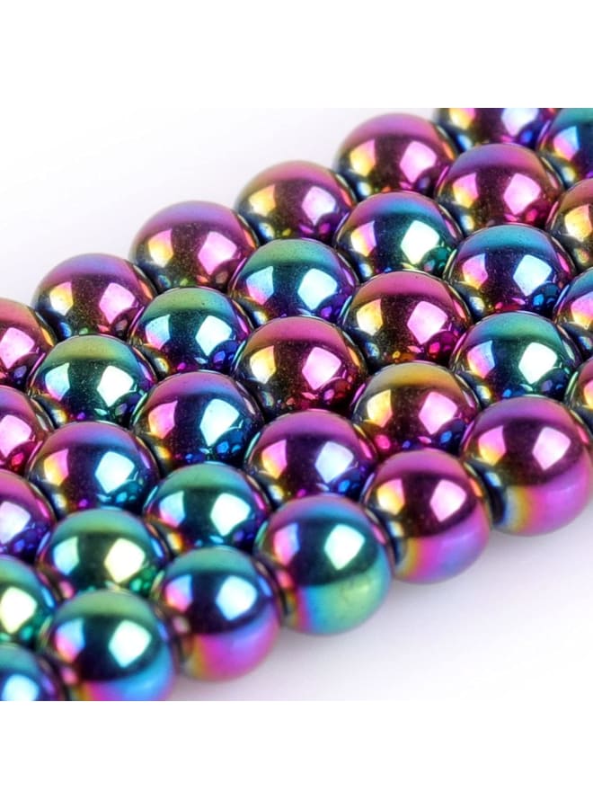 Natural 4mm Non-Magnetic Multicolor Metallic Coated Hematite Round Gemstone Semi Precious Loose Beads for Jewellery Making 15'' - Image 2
