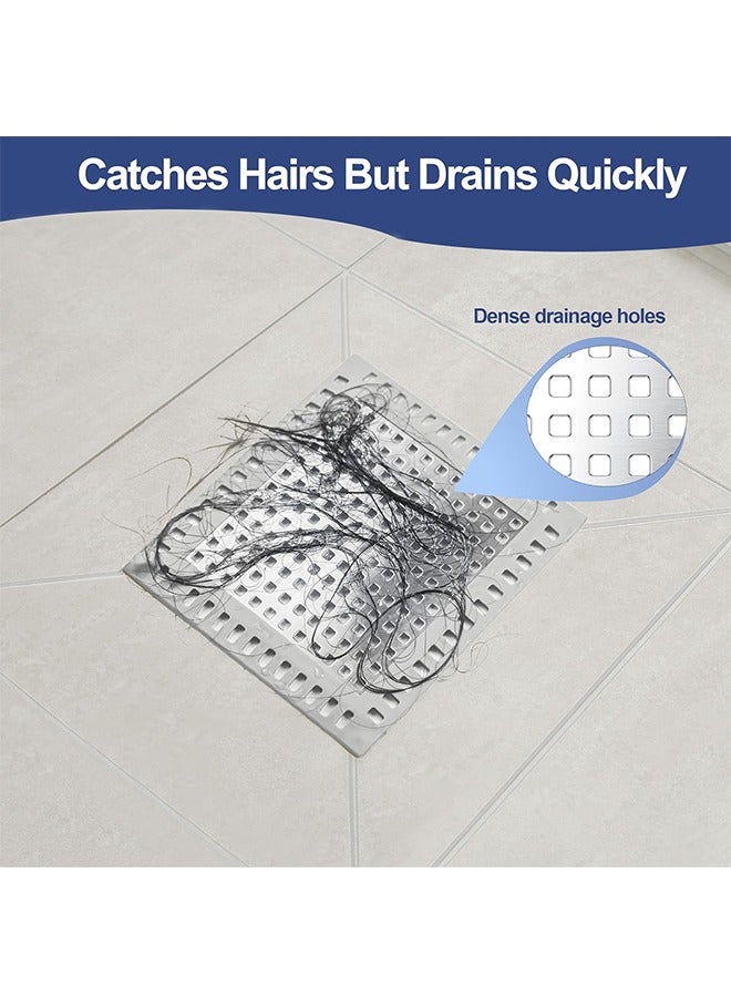 HY 4.8'' Square Shower Drain Hair Catcher, Hair Catcher for Shower Drain Cover, Hair Catcher Shower Drain, Essential to Prevent Drains Clogging for Bathroom, 304 Stainless Steel and Silicone - Image 5