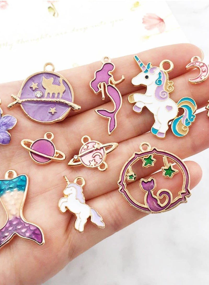 KASTWAVE Charms Pendants 31pcs 10mm-30mm Mixed Enamel Charms Pendants for Jewelry Making Necklace Earrings Bracelet Craft Findings DIY Necklace Bracelet Jewelry Making and Crafting (Purple) - Image 5