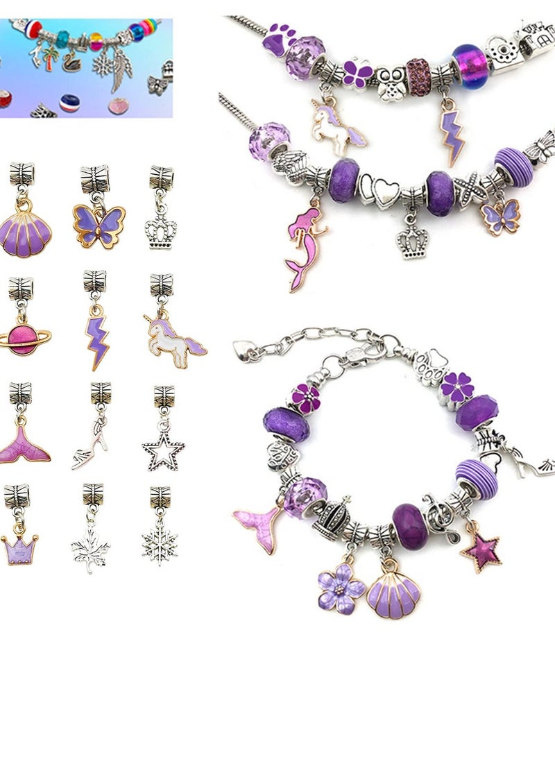 KASTWAVE Charms Pendants 31pcs 10mm-30mm Mixed Enamel Charms Pendants for Jewelry Making Necklace Earrings Bracelet Craft Findings DIY Necklace Bracelet Jewelry Making and Crafting (Purple) - Image 2