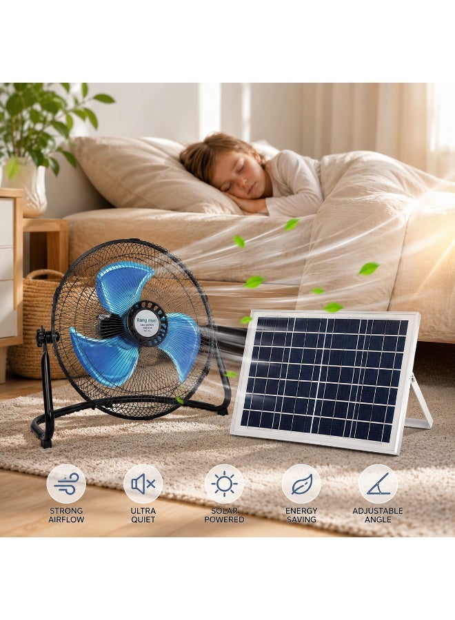 Portable Solar Powered Fan with External Solar Panel, Rechargeable Battery, Adjustable Speed, Quiet Air Cooling Fan for Camping, Outdoor, Home and Emergency Use - Image 3