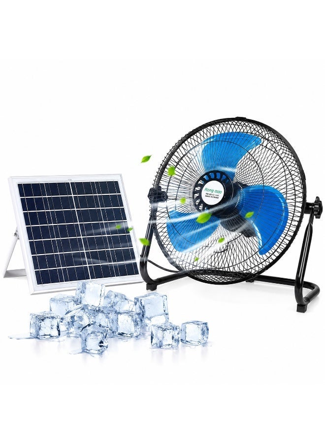 Portable Solar Powered Fan with External Solar Panel, Rechargeable Battery, Adjustable Speed, Quiet Air Cooling Fan for Camping, Outdoor, Home and Emergency Use - Image 1