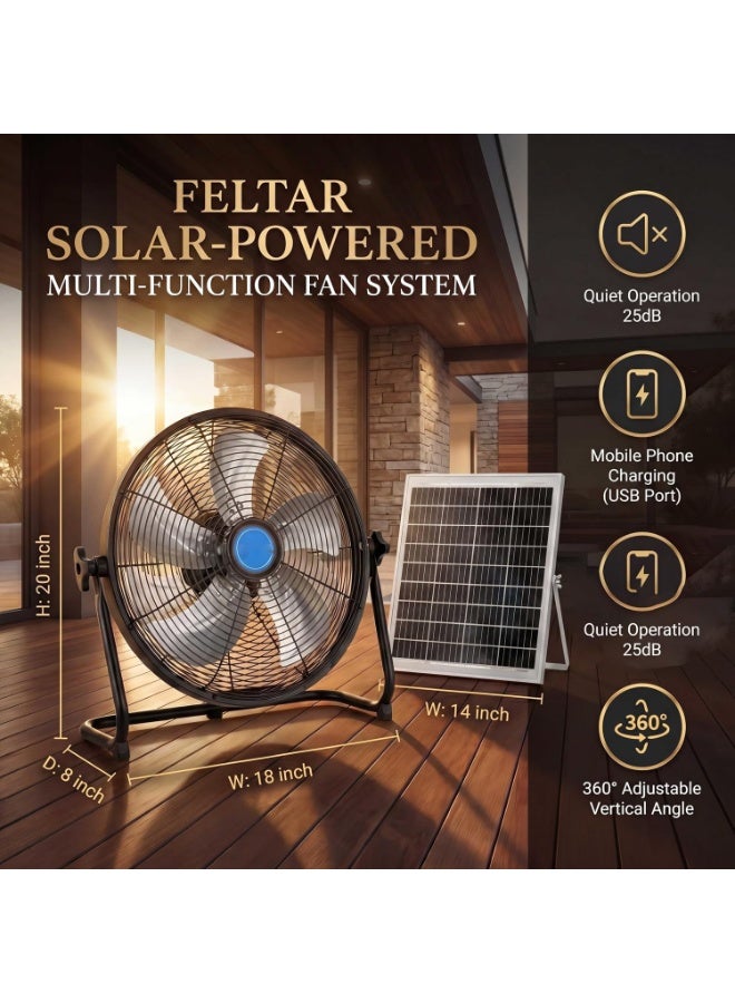 Portable Solar Powered Fan with External Solar Panel, Rechargeable Battery, Adjustable Speed, Quiet Air Cooling Fan for Camping, Outdoor, Home and Emergency Use - Image 5