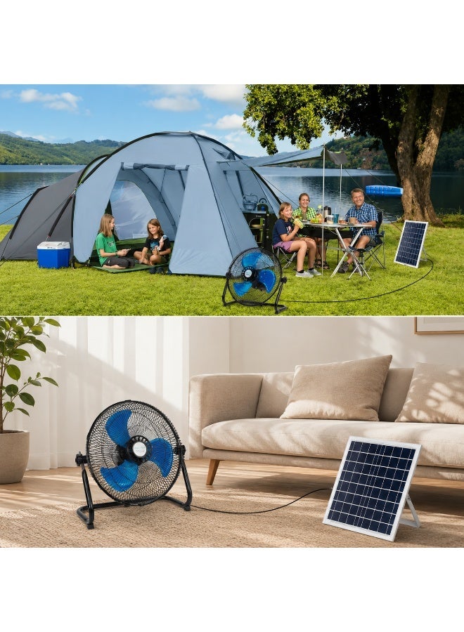 Portable Solar Powered Fan with External Solar Panel, Rechargeable Battery, Adjustable Speed, Quiet Air Cooling Fan for Camping, Outdoor, Home and Emergency Use - Image 2