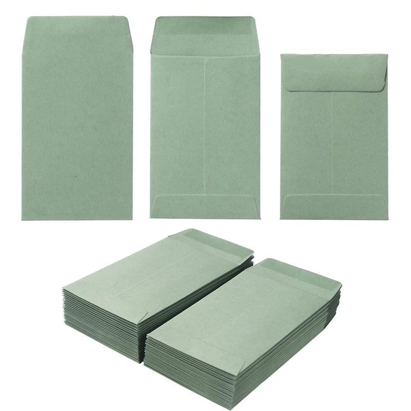 Homtable 100 Pieces Sage Green Small Coin Envelopes SelfAdhesive for Garden Office or Wedding 225x35 inches - Image 2