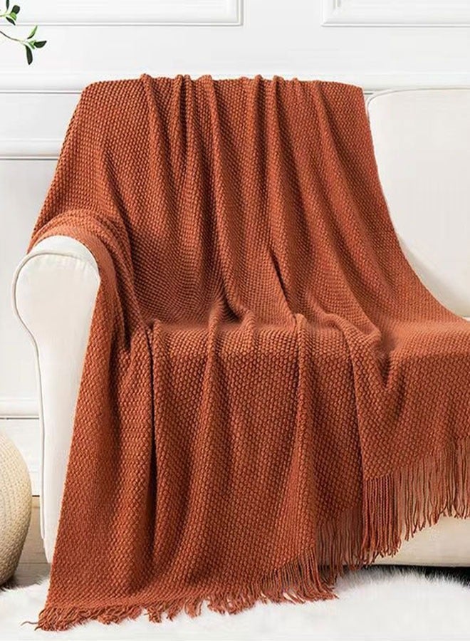 KNIT THROW BLANKETS, BUBBLE TEXTURED KNITTED TASSEL BLANKETS, SUPER SOFT COZY LIGHTWEIGHT DECORATIVE THROW BLANKETS FOR COUCH , BED, SOFA, OUTDOOR THROW BLANKET ALL SEASONS 130X180CM