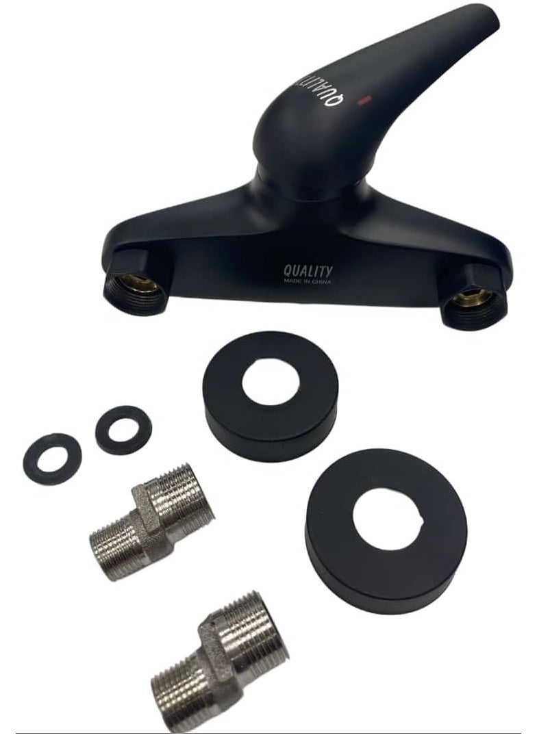 QUALITY - Black Shattaf Mixer with Cold and Hot Water Brass Wall Mounted - Shattaf Mixer is simple and provides maximum flexibility and movement - Image 1