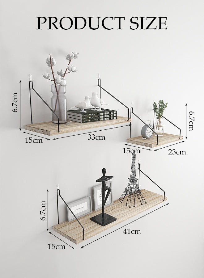 DUNISO 3 Pcs Wall Shelf，Wall Storage Rack with A Straight Partition，Storage Rack, Display Shelves, Suitable for Bedrooms, Living Rooms, Bathrooms,Kitchens, Offices - Image 2