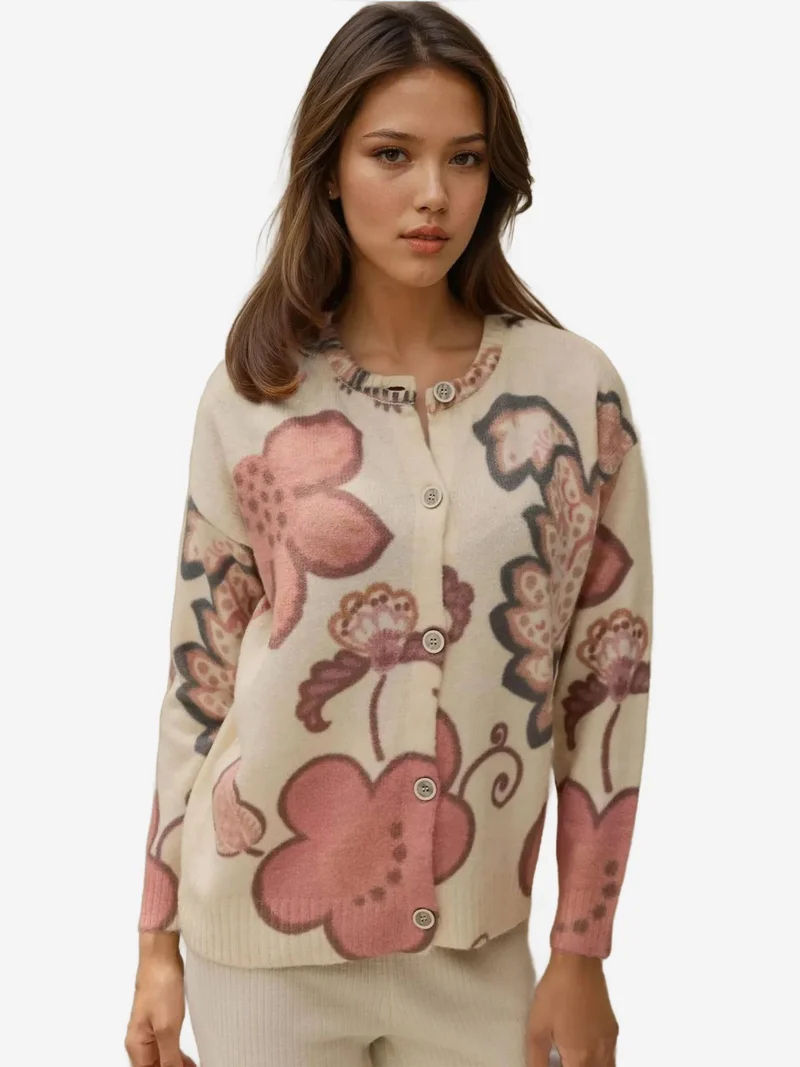 Flowers Jacquard Cardigan