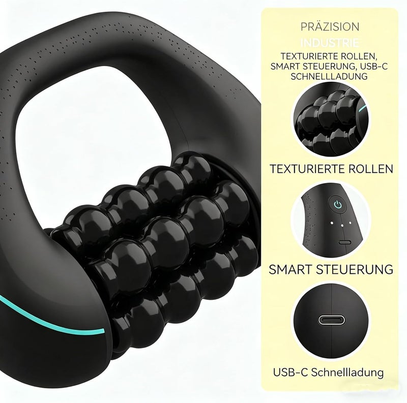 Handheld Electric Massager: Black, 3 Speed Settings, Dual-Action Rolling Percussion - Ergonomic Multi-Grip Handle, 4-Hour Rechargeable Battery for Deep Tissue Muscle Recovery, Home Gym Travel Use - Image 5