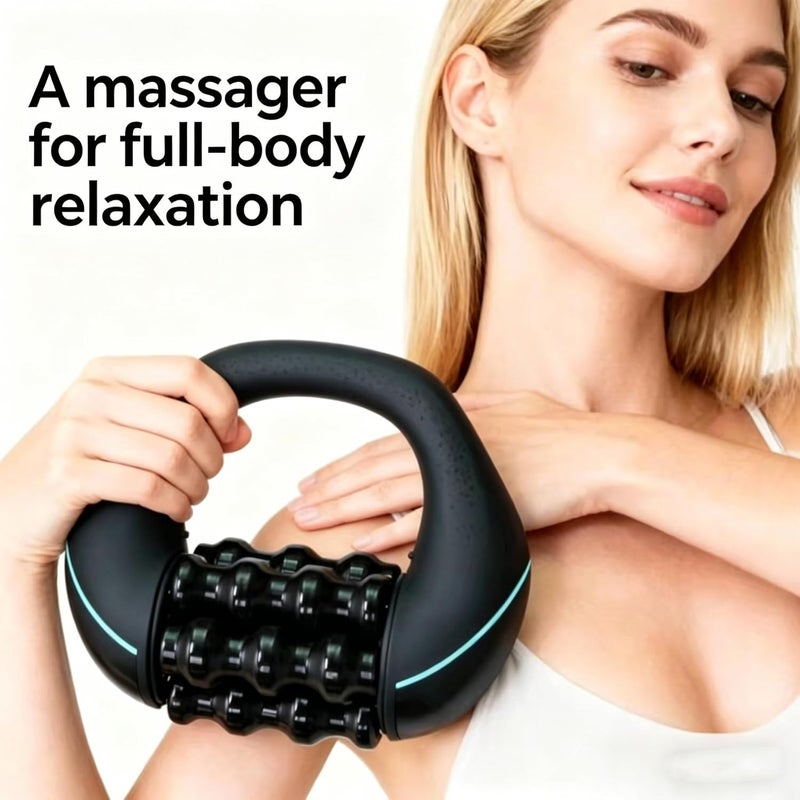 Handheld Electric Massager: Black, 3 Speed Settings, Dual-Action Rolling Percussion - Ergonomic Multi-Grip Handle, 4-Hour Rechargeable Battery for Deep Tissue Muscle Recovery, Home Gym Travel Use - Image 3