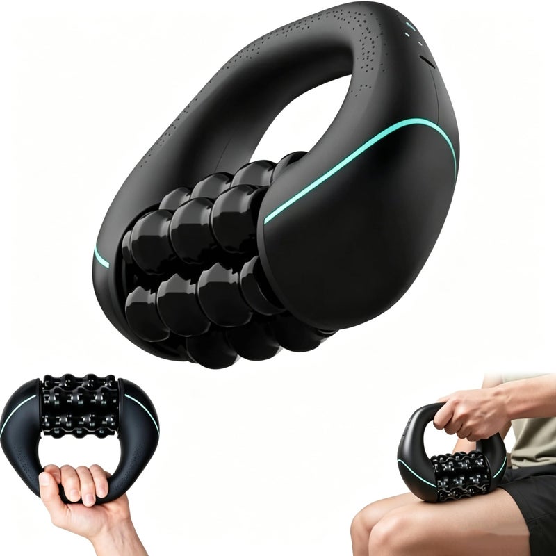 Handheld Electric Massager: Black, 3 Speed Settings, Dual-Action Rolling Percussion - Ergonomic Multi-Grip Handle, 4-Hour Rechargeable Battery for Deep Tissue Muscle Recovery, Home Gym Travel Use - Image 1