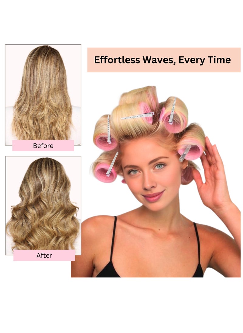 ELAUR 24 Pcs Hair Rollers & Clips, Self Holding Hair Curlers with Clips, Large Rollers for Hair Set, Self Grip Roller for Long Medium Short Hair Volume Salon  - Image 3
