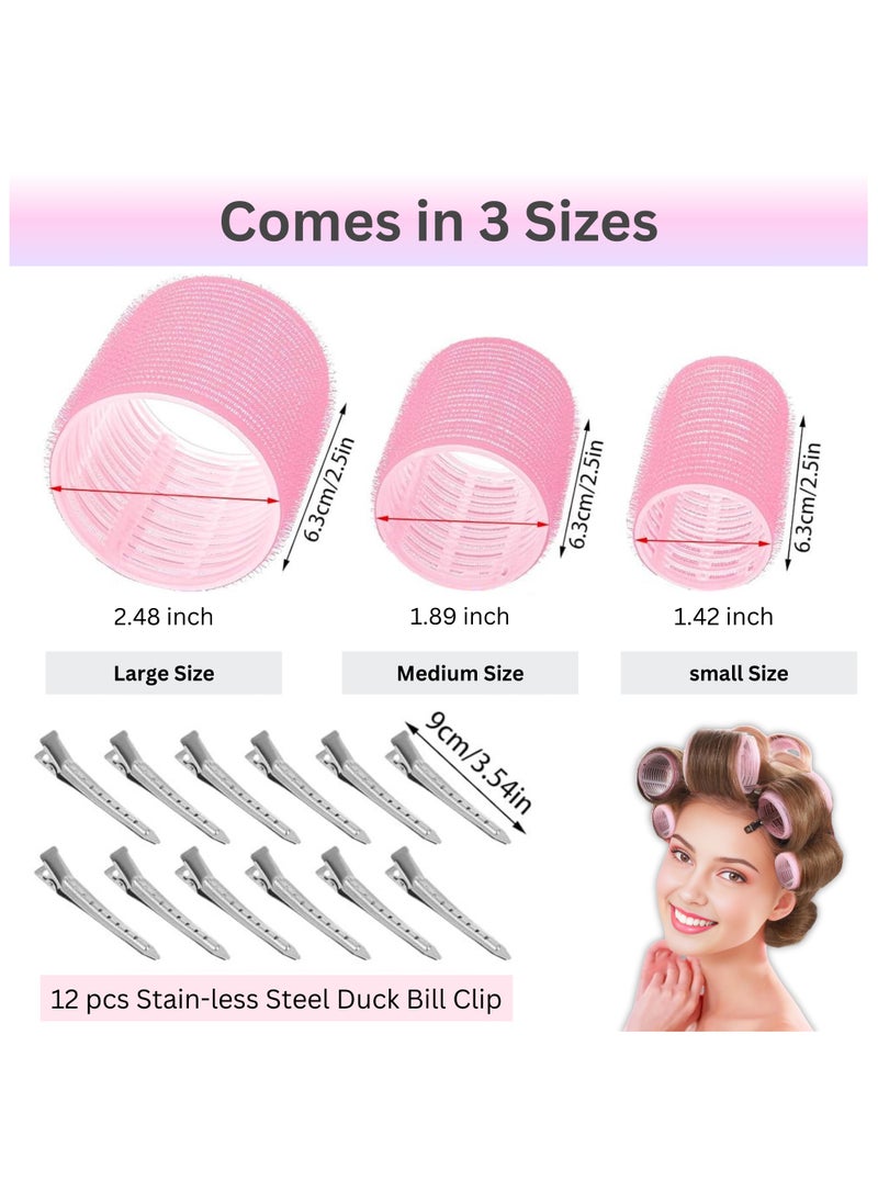 ELAUR 24 Pcs Hair Rollers & Clips, Self Holding Hair Curlers with Clips, Large Rollers for Hair Set, Self Grip Roller for Long Medium Short Hair Volume Salon  - Image 2