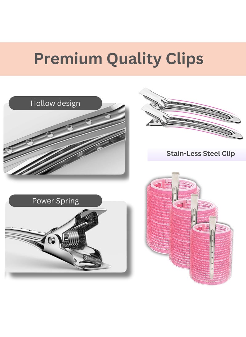 ELAUR 24 Pcs Hair Rollers & Clips, Self Holding Hair Curlers with Clips, Large Rollers for Hair Set, Self Grip Roller for Long Medium Short Hair Volume Salon  - Image 4