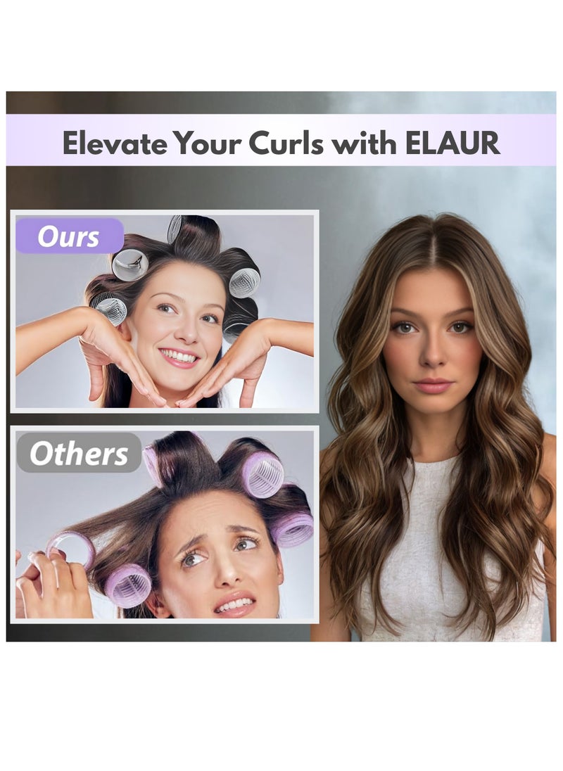 ELAUR 24 Pcs Hair Rollers & Clips, Self Holding Hair Curlers with Clips, Large Rollers for Hair Set, Self Grip Roller for Long Medium Short Hair Volume Salon  - Image 5