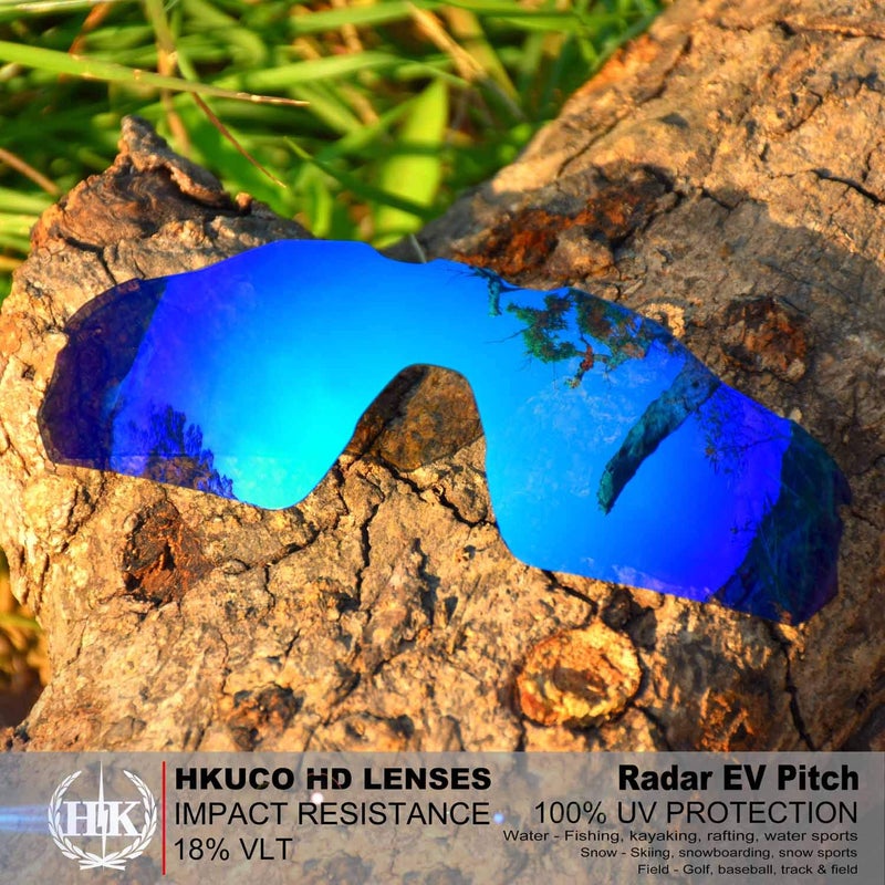 Generic HKUCO Reinforce Mens Replacement Lenses For Oakley Radar EV Pitch Blue/Titanium/Emerald Green Sunglasses  - Image 2