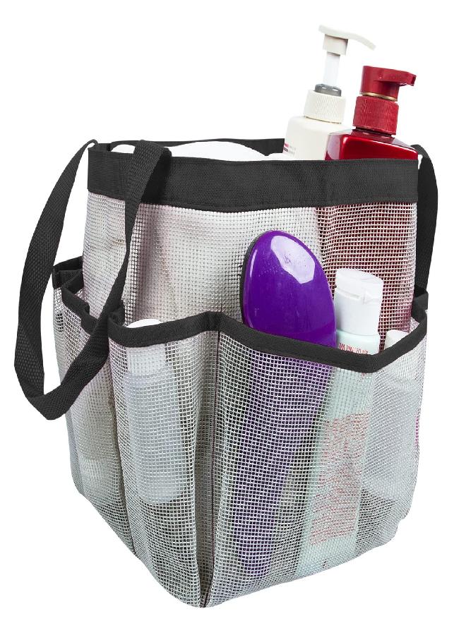 Attmu Mesh Shower Caddy Portable for College Dorm Room Essentials with 8 Pockets, Hanging Shower Caddy Dorm Basket, Quick Dry Shower Bag for Bathroom