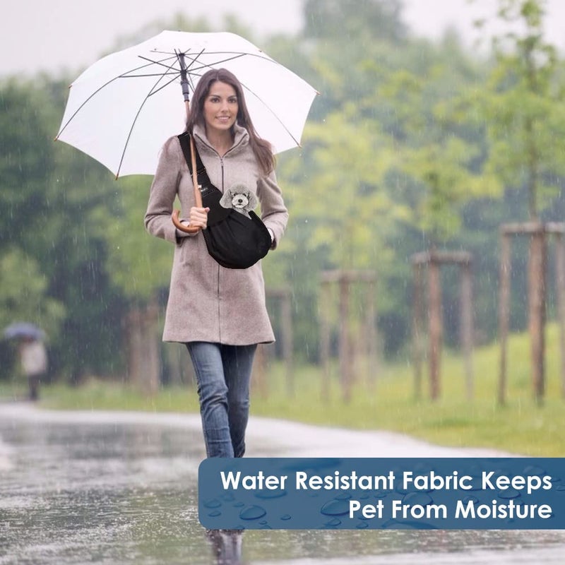 Lukovee Pet Sling, Hand Free Dog Sling Carrier Adjustable Padded Strap Tote Bag Breathable Cotton Shoulder Bag Front Pocket Safety Belt Carrying Small Dog Cat Puppy Machine Washable (BN, S) - Image 2