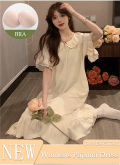 DUNISO Women's Short Sleeve Nightgown Sweet Pajama Dress Sleepwear Girls Comfortable V Neck Nightwear Summer Home Wear Lounge Dress  - Image 1