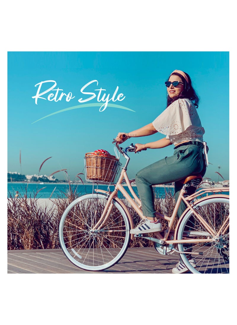 Spartan Platinum City Bike – 700C – Bikes With Gears For Women – Cruiser Bicycle For Ladies – Includes Rear Rack, Vintage Basket And Stand, Comfort Saddle – Commuter Bicycles - Desert Sage  - Image 5
