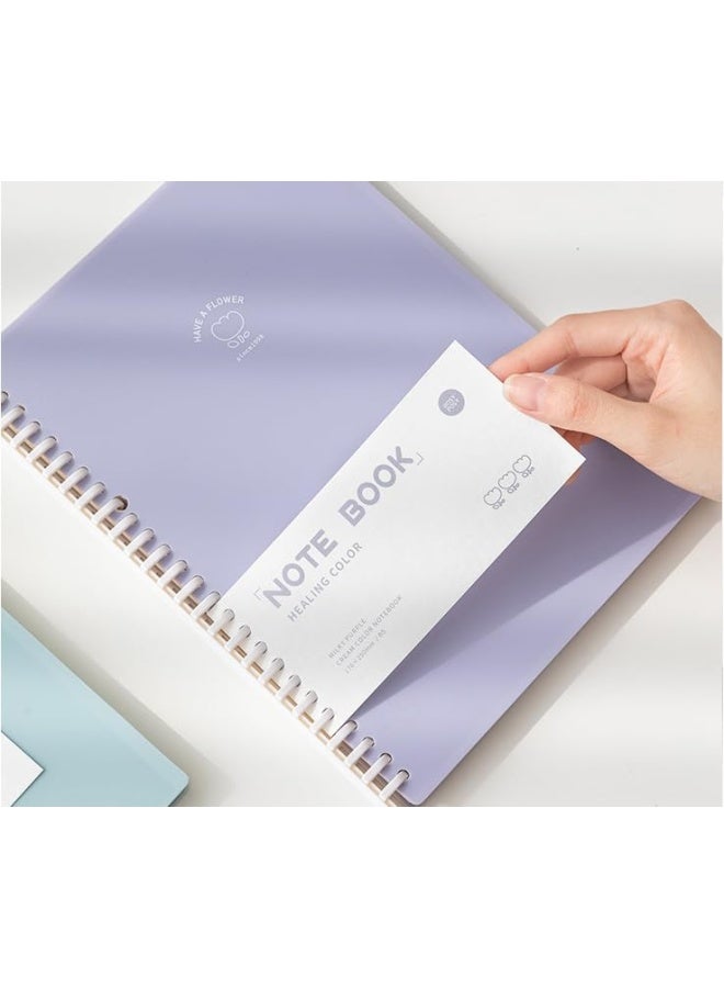 Premify B5 Loose-Leaf Binder Spiral Notebook, Healing Colors Plastic Cover With Refillable Lined Paper, 26 Ring Holes Study Personal Planner 80 Sheets, Writing Journal Dairy - Image 1