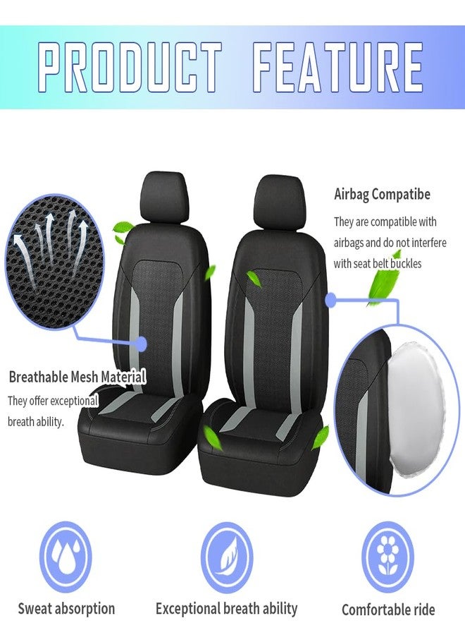 carleef 4PCS Cooling Car Seat Covers,Breathable Front Seat Covers with Mesh Construction and Foam Padding,Car Seat Protector to Reduce Back Sweating,Universal Car Interior for Car SUV (Gray) - Image 3