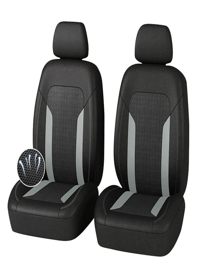 carleef 4PCS Cooling Car Seat Covers,Breathable Front Seat Covers with Mesh Construction and Foam Padding,Car Seat Protector to Reduce Back Sweating,Universal Car Interior for Car SUV (Gray) - Image 1