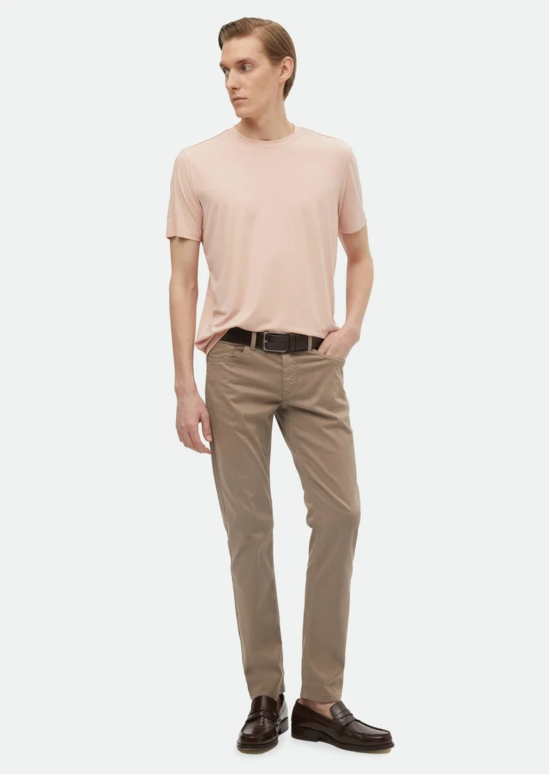 RAMSEY Light Pink Plain Crew Neck T-Shirt