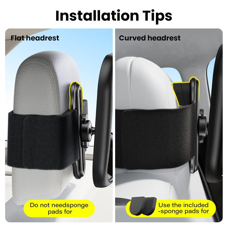 TAZENI Fixed Headrest Car Mirror for Baby Rear Facing Fit Tesla and Other Models Shatterproof Baby Mirror for Car Back Seat 360Â° Wide Clear View Crash Tested Stable Velcro Strap Newborn Baby Essentials - Image 4