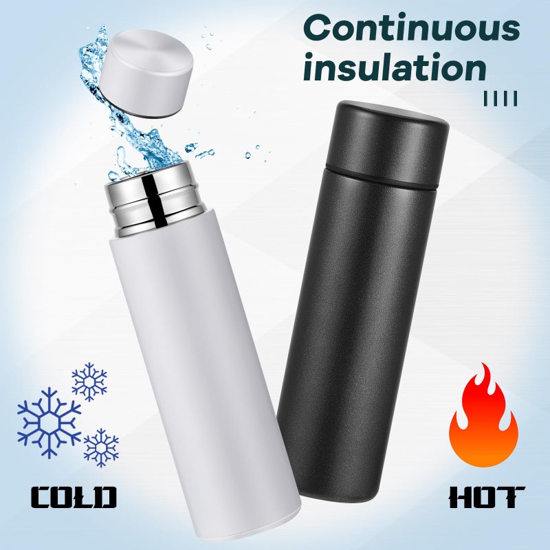 Irenare 5Oz Mini Water Bottle Mini Insulated Stainless Steel Bottle Purse Water Bottle Cute Leak Proof Water Flask Keeps Drink Cold And Hot For Purse Women(Black  White 2 Pieces) - Image 3