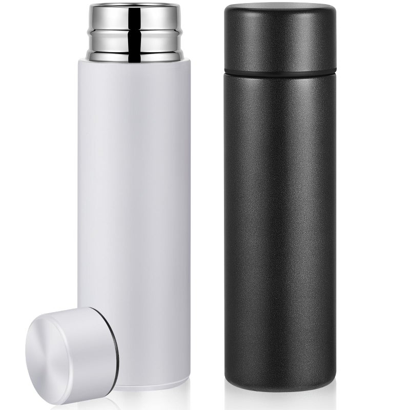 Irenare 5Oz Mini Water Bottle Mini Insulated Stainless Steel Bottle Purse Water Bottle Cute Leak Proof Water Flask Keeps Drink Cold And Hot For Purse Women(Black  White 2 Pieces) - Image 1
