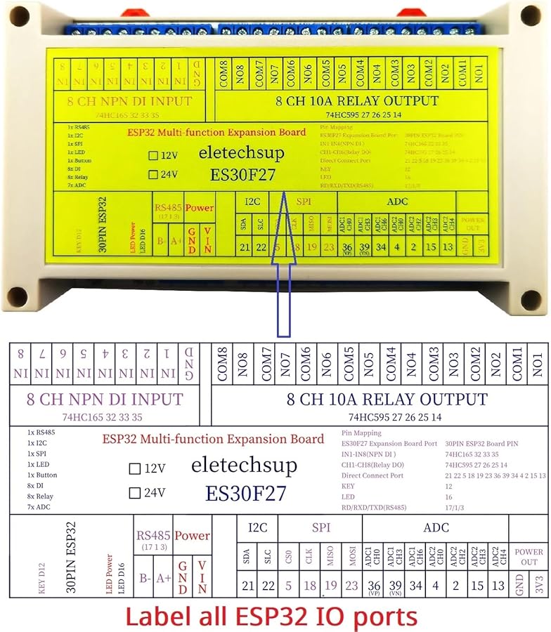 ESP32 WiFi IOT Module with RS485 I2C SPI Analog Digital Ports DC 12V for Arduino ESPhome MQTT DIY - Image 5