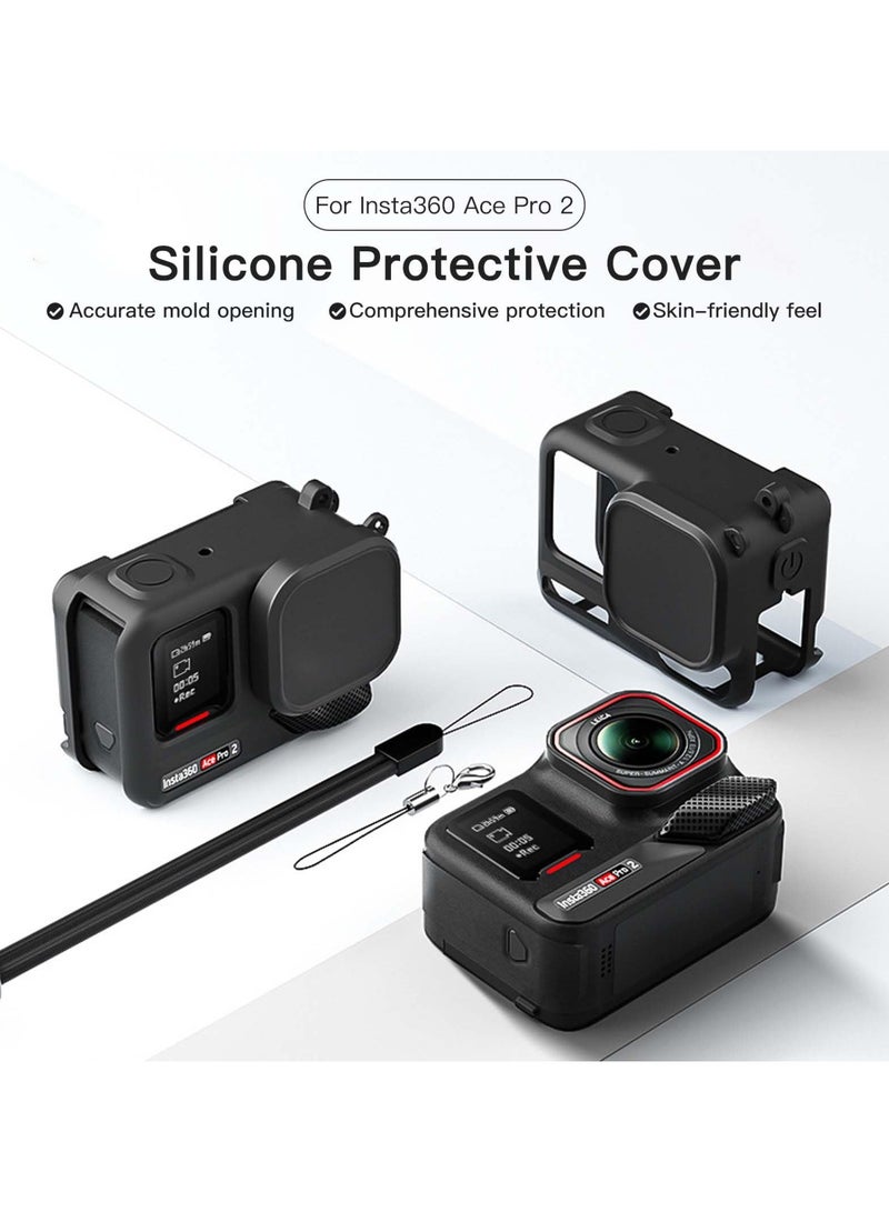 Silicone Case for Insta360 Ace Pro 2 Protective Cover with Silicone Lens Cover for Insta360 Ace Pro2 (Black)  - Image 3
