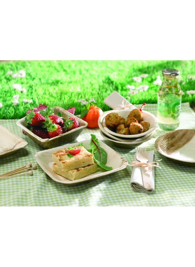 PacknWood - 210BBA2416- square leaf plates -square palm leaf bowls- square palm leaf disposable plates- square deep palm leaf plate bulk- (9.5 x 6.3) - 100 pcs - Image 1