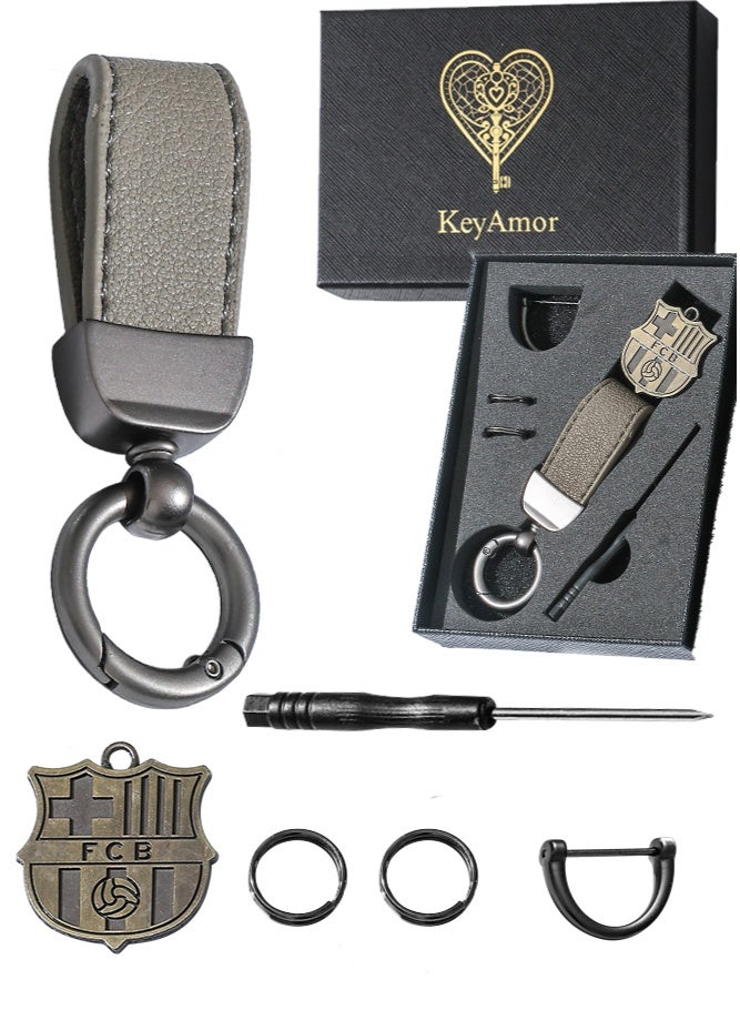كيامور سلسلة مفاتيح رياضية فخمة سلسلة مفاتيح برشلونة مع علبة هدايا فاخرة هدية مناسبة للرجال - Image 1