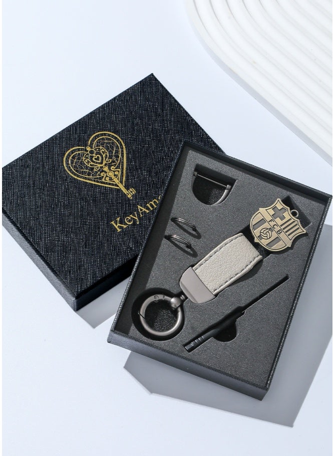 كيامور سلسلة مفاتيح رياضية فخمة سلسلة مفاتيح برشلونة مع علبة هدايا فاخرة هدية مناسبة للرجال - Image 4