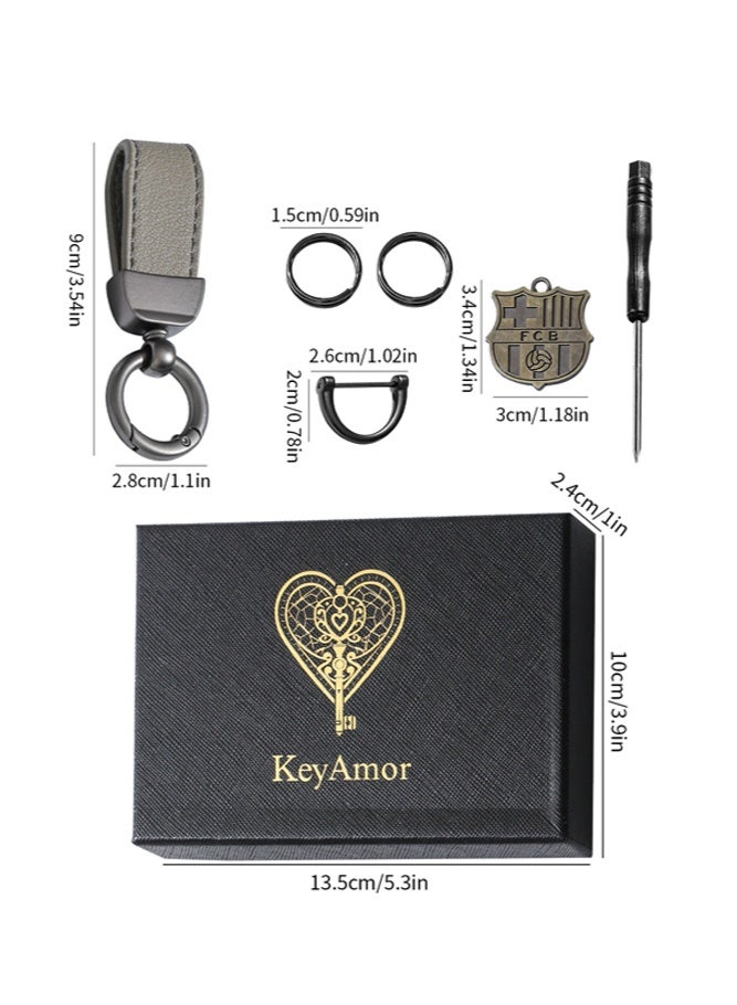 كيامور سلسلة مفاتيح رياضية فخمة سلسلة مفاتيح برشلونة مع علبة هدايا فاخرة هدية مناسبة للرجال - Image 3