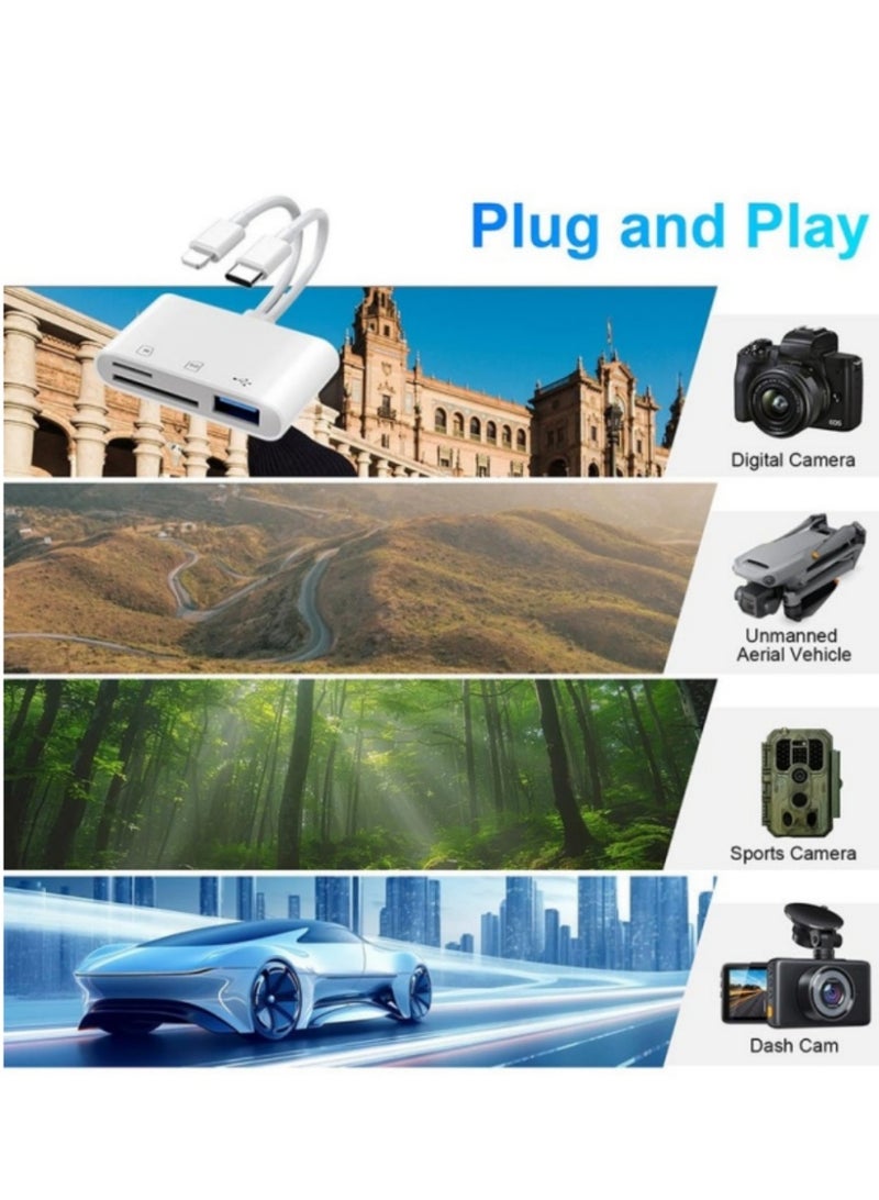 XiaoGiqi SD Card Reader for iPhone, iPad, USB C and Lightning Dual Port SD Card Adapter, Memory Card Reader for Camera Adapter, Support SD, Micro SD, USB 3.0, No App Driver Required - Image 5